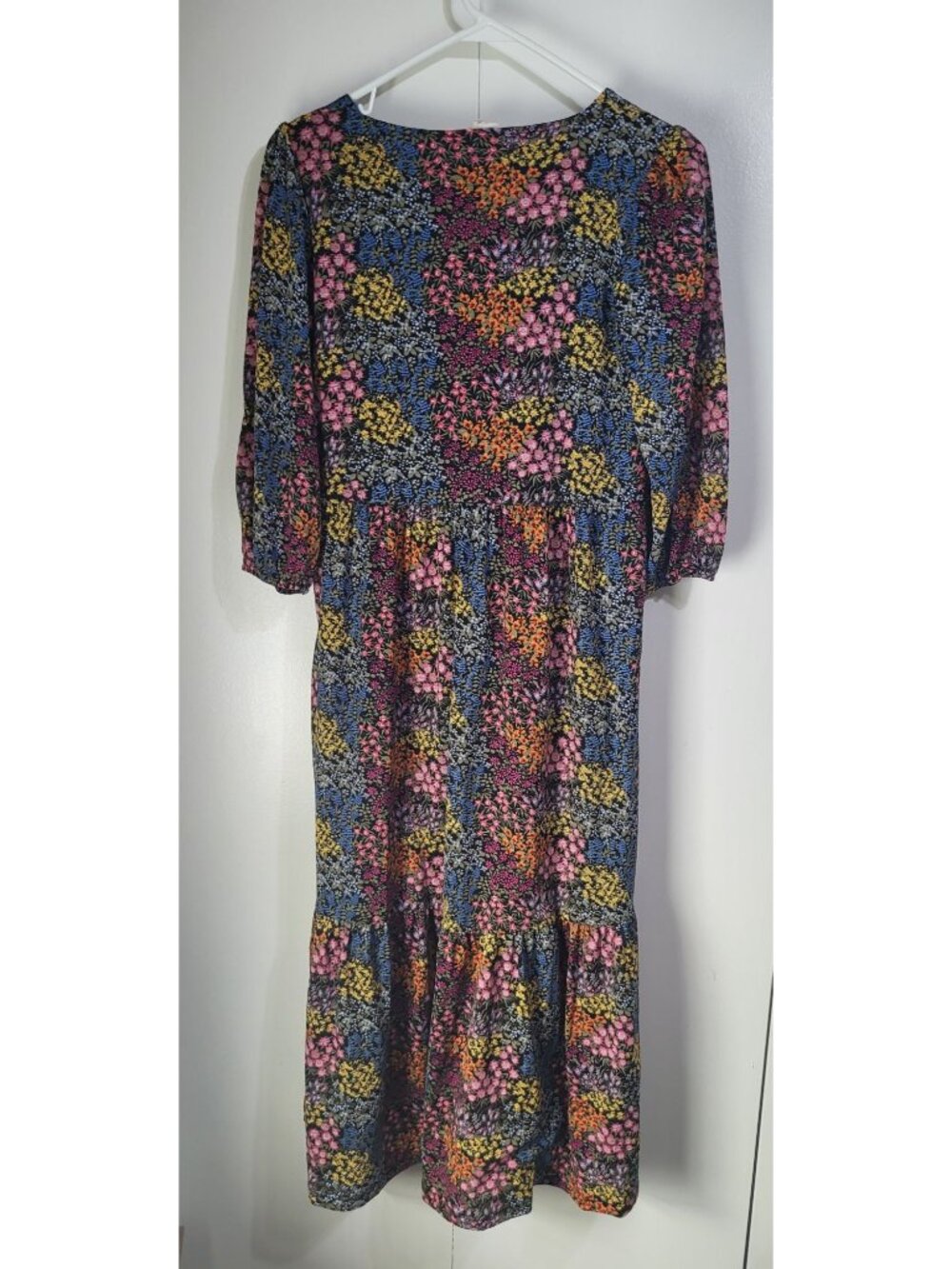 Jane and Delancey Womens XS Floral V Neck Peasant Prairie Maxi Dress - Picture 2 of 9